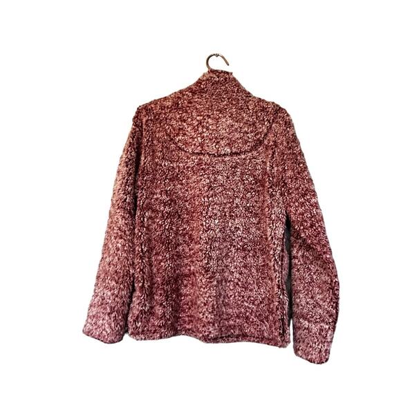 ODDY pink red sherpa popcorn pull over sweatshirt size small - Picture 4 of 7